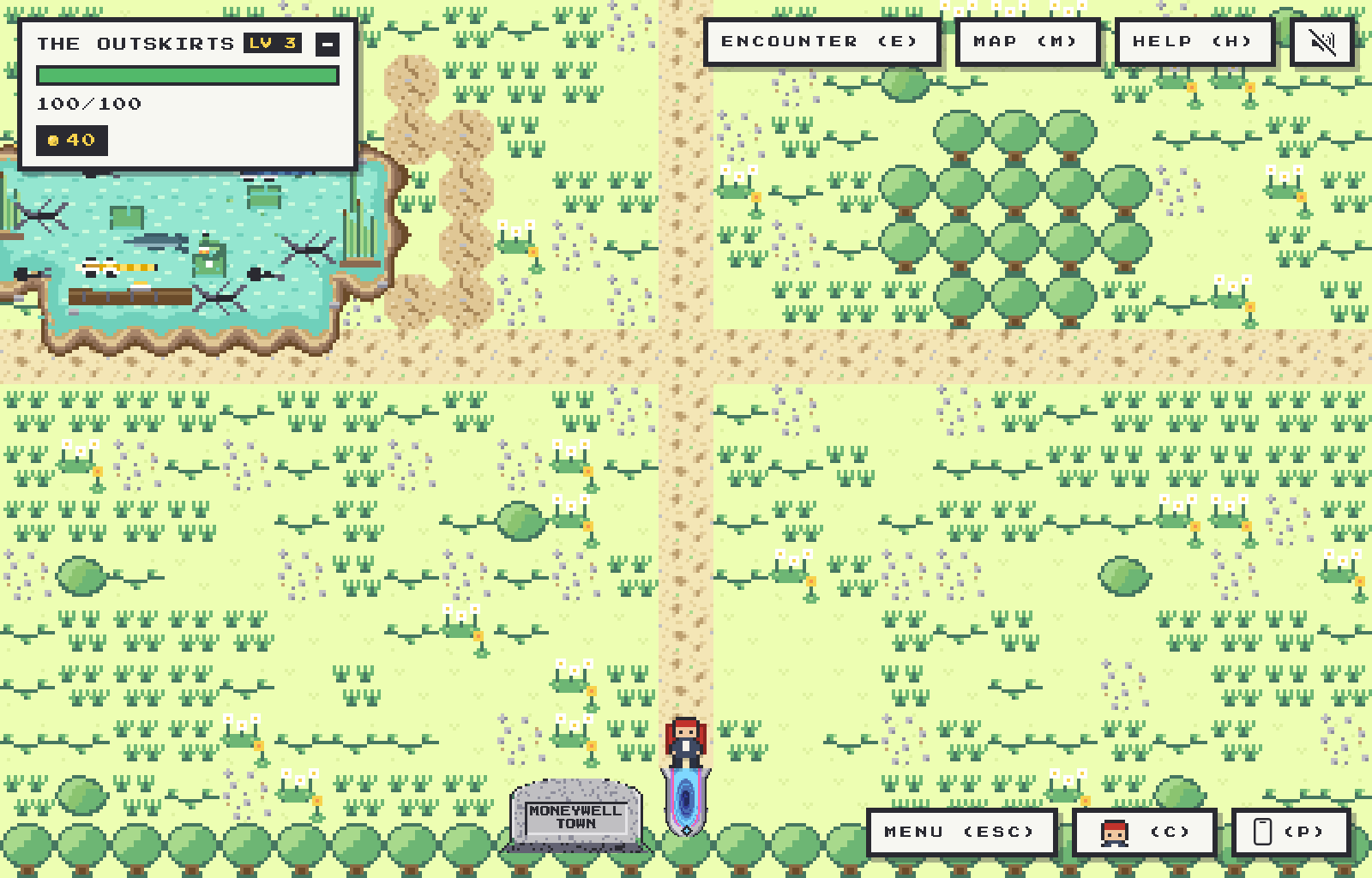The outskirts, where creatures wait to quiz the player.